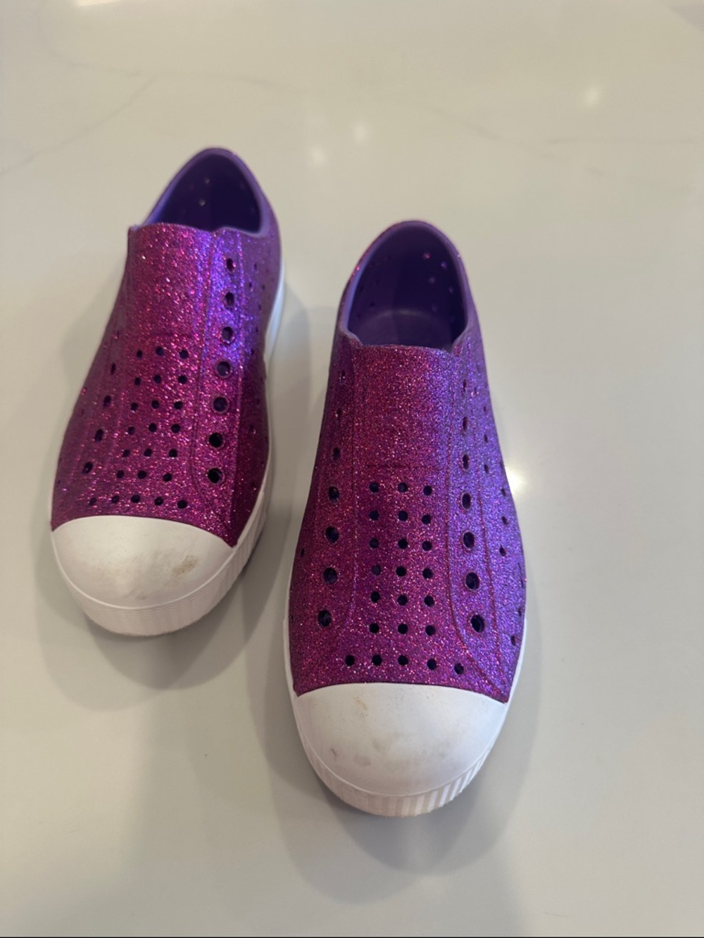 Native Kids (3) Glitter Slip-On Sneakers - Purple